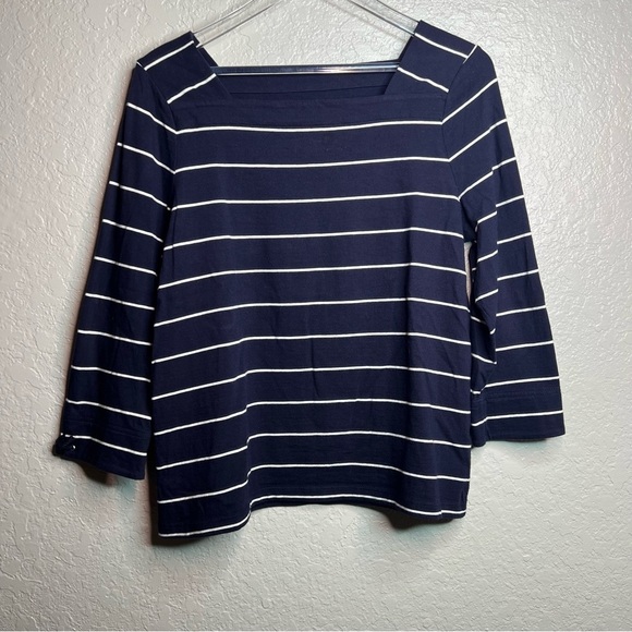 Talbots Striped 3 Quarter Inch Top - Picture 2 of 8